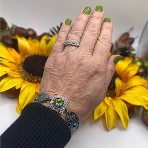 LOVELY Green Heavy Snap Jewelry Retro Bangle Bracelet with 18mm snap! SEE VIDEO!
